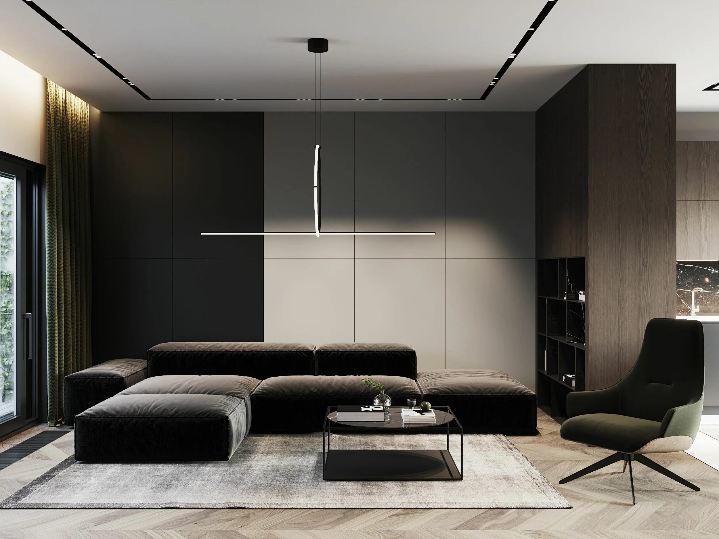 Пример современного дизайна Dark living room Dark living rooms, Minimalist living room, Living room design m