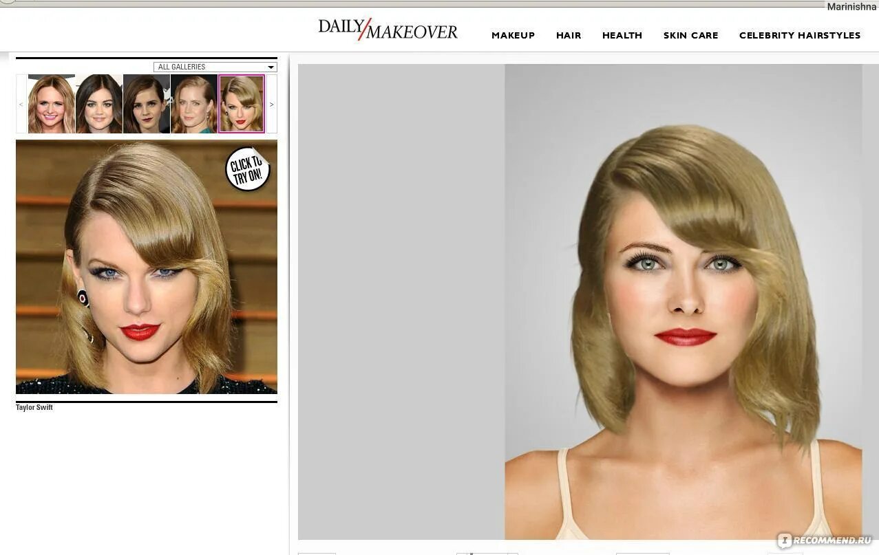 Примерить прически и цвет по фото Сайт Dailymakeover.com - "Хотите поэкспериментировать с собственным имиджем и пр