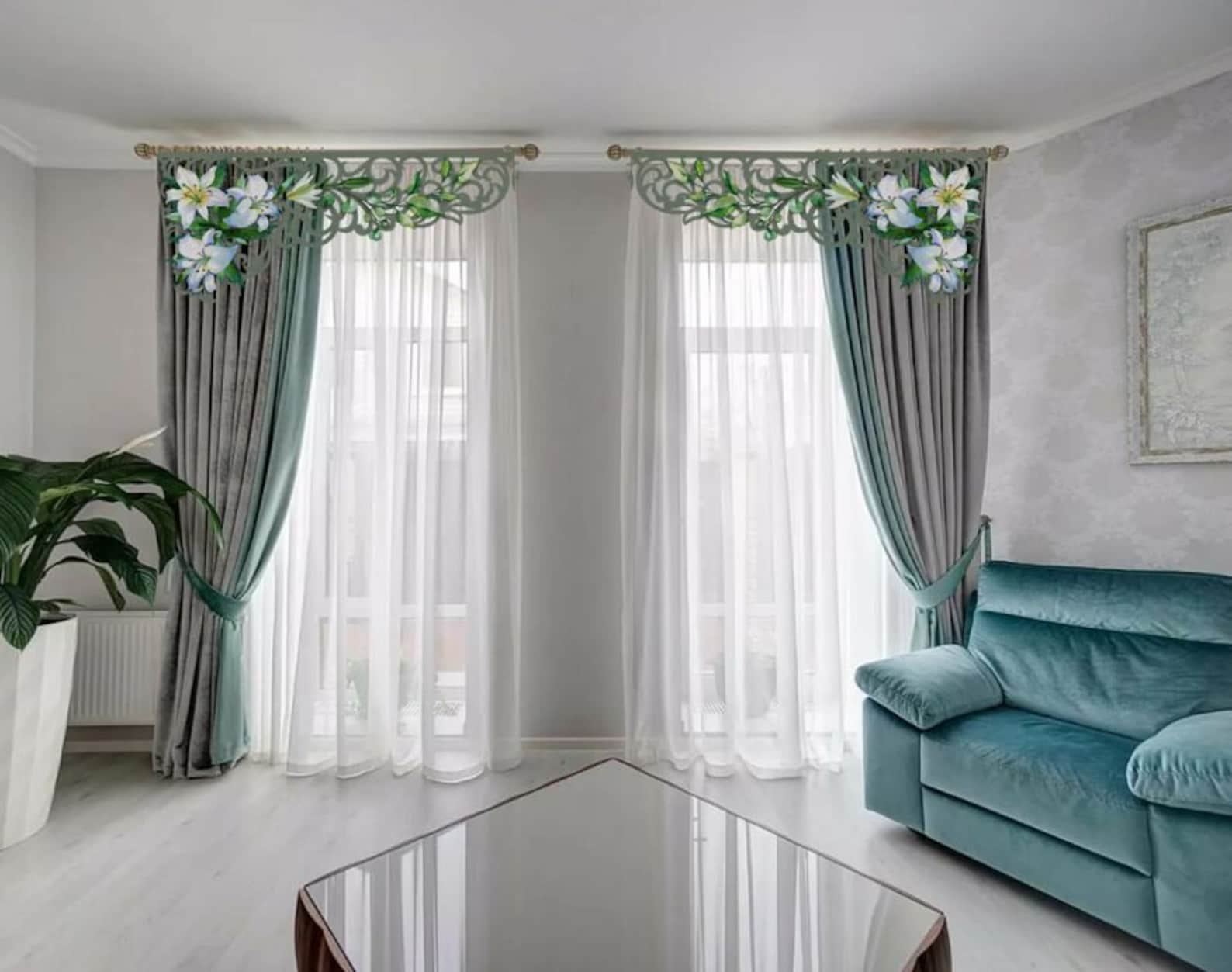 Примерить шторы онлайн на фото Curtain Style Canopies Lambrequin Canopy Valance Panel 3D Etsy