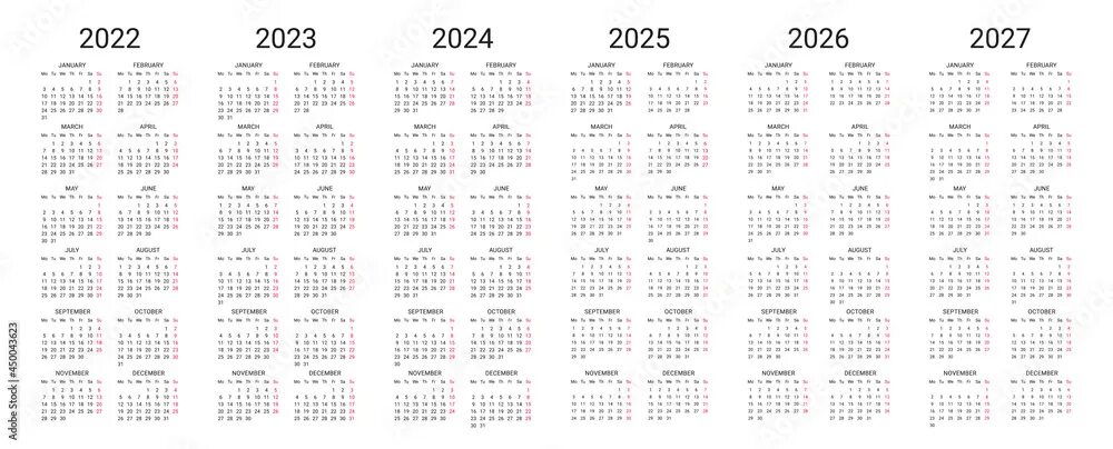 Примерная дата подключения отопления ярославль 2024 2025 Simple english calendar 2022, 2023, 2024, 2025, 2026, 2027 on white background. 