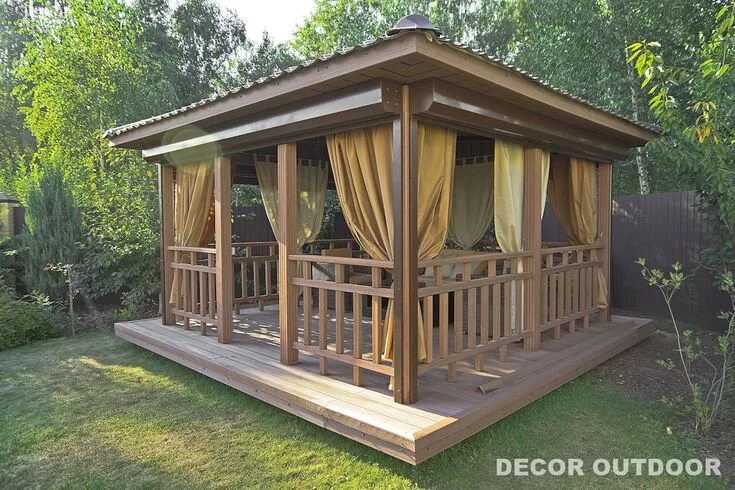 Примеры беседок для дачи фото Уличные шторы для веранды и беседки Backyard gazebo, Pergola patio, Gazebo