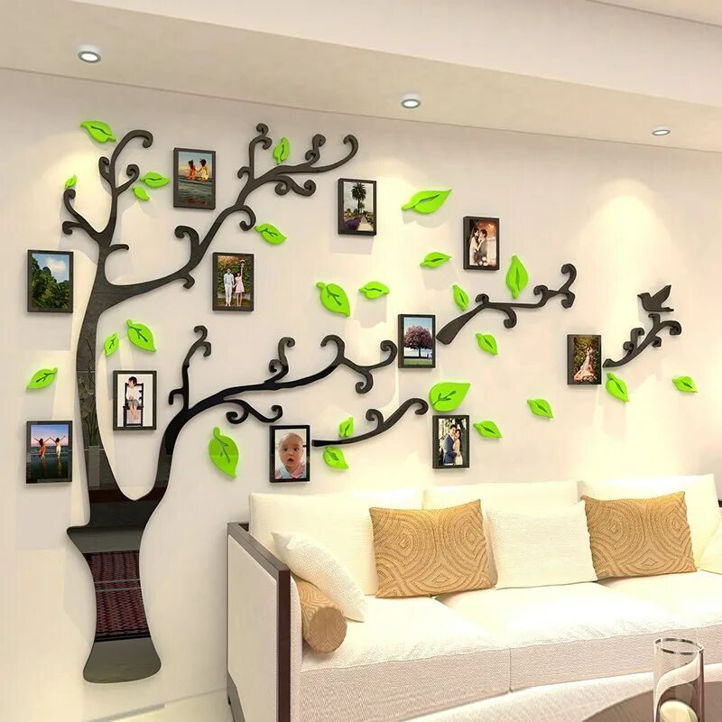 Примеры декора на стену Photo Frame Tree Wall Sticker Home Decorations Family Tree Photo Wall Decor - Wa