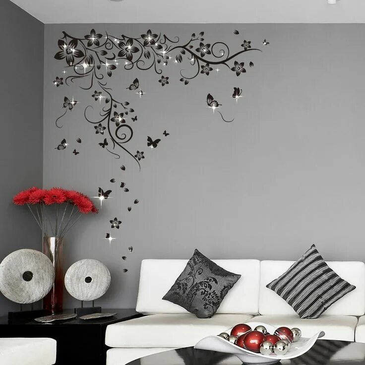 Примеры декора на стену Pin on Intérieur/cosy/cocoonings/ Wall decor stickers, Wall paint designs, Vine 