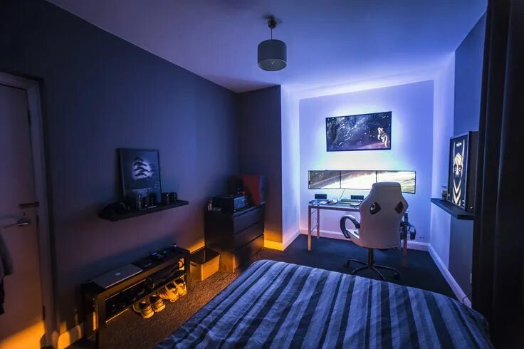 Примеры дизайна комнаты Esta esta super chida, creo que la Bedroom setup, Game room design, Game room