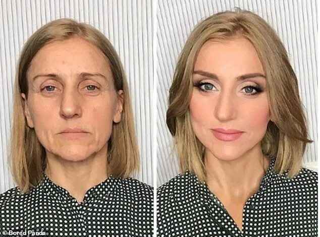 Примеры фото до и после Makeup artist transforms middle-aged women into model-like beauties Makeup befor