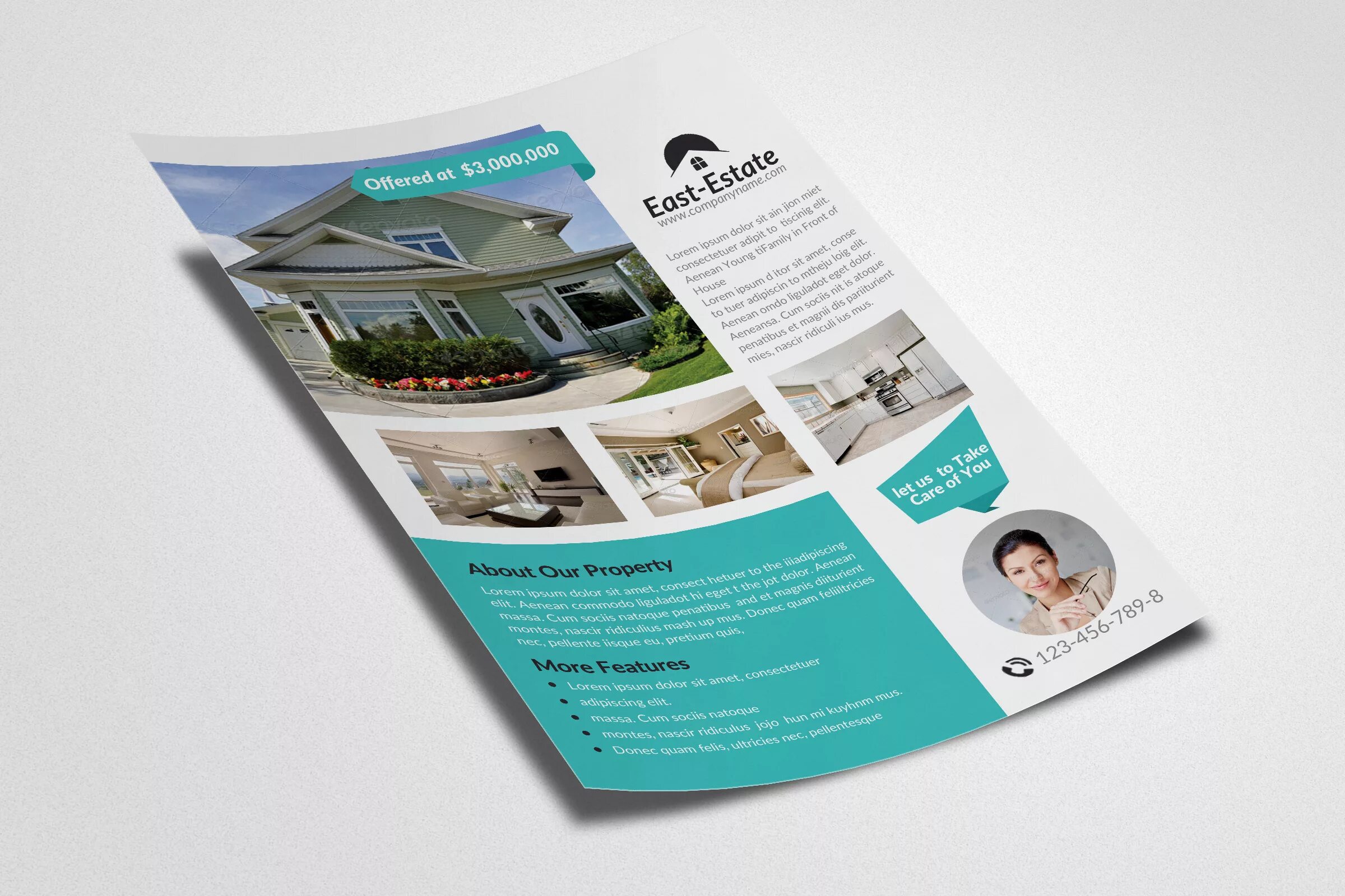 Примеры идеального буклета о продаже частного дома Real Estate Flyer Templates (57892) Flyers Design Bundles