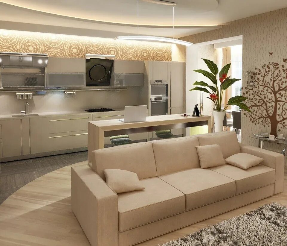 Примеры интерьера кухни гостиной Photo of kitchen living room 60 sq.m. (54 Photos)