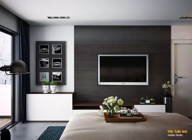 Примеры интерьера стен 7 Bedrooms With Brilliant Accent Walls Black walls bedroom, Contemporary bedroom