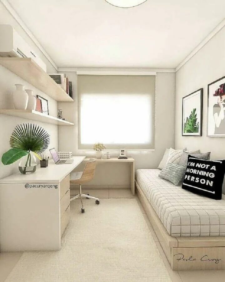 Примеры интерьеров маленьких комнат Quarto Juvenil: Saiba Como Decorar +60 Fotos Inspiradoras Decoração quarto peque