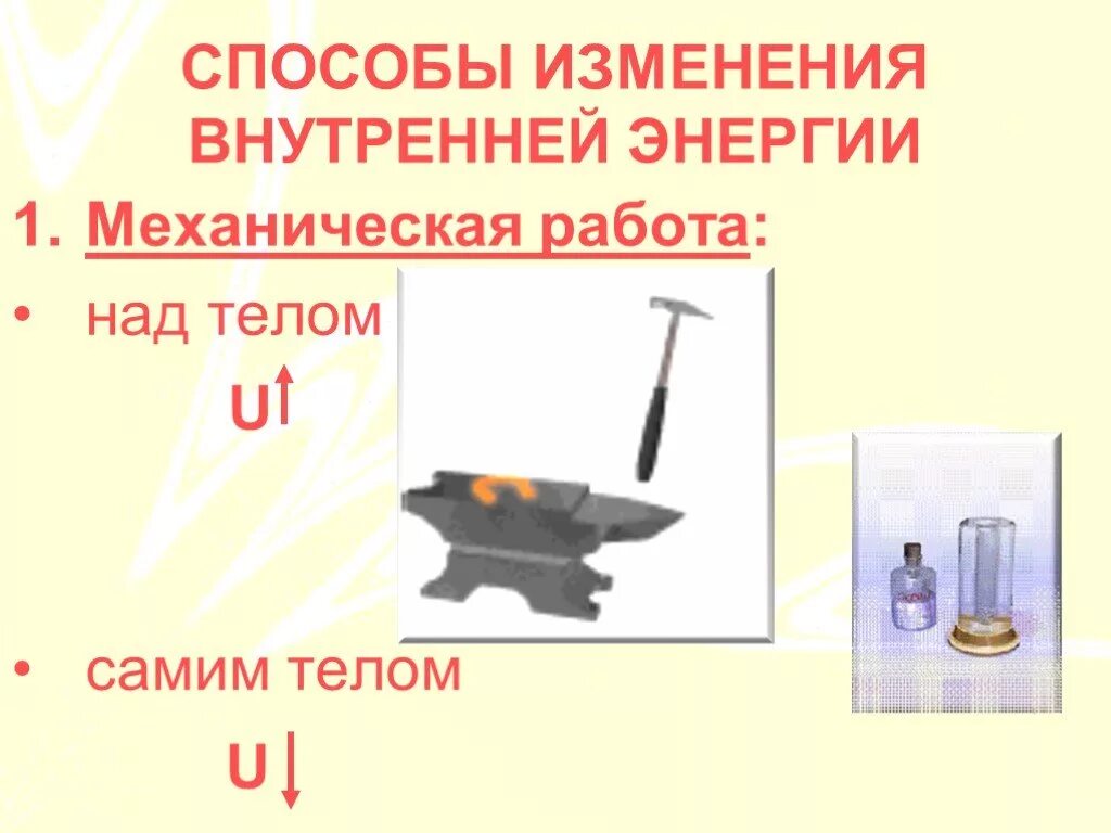 Примеры изменения внутренней энергии дома Каким способом изменить внутреннюю энергию тела