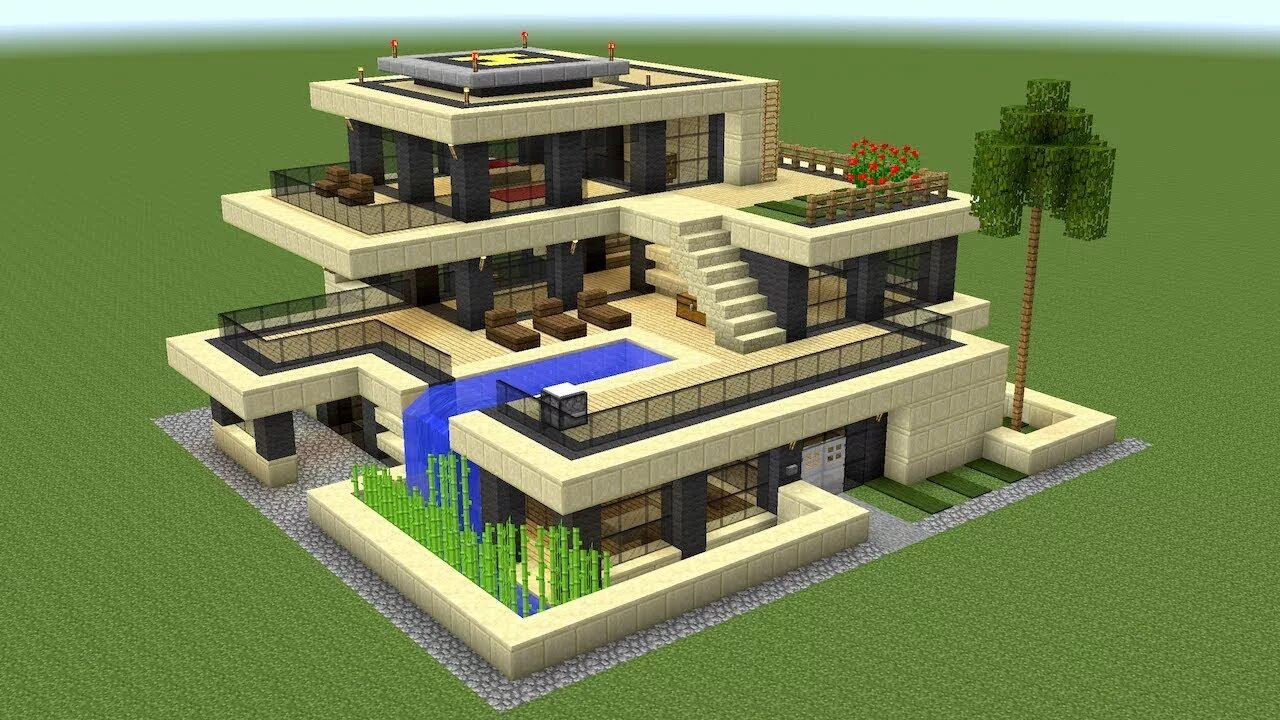 Примеры красивых домов в майнкрафт Minecraft - How to build a huge modern house 2 - YouTube