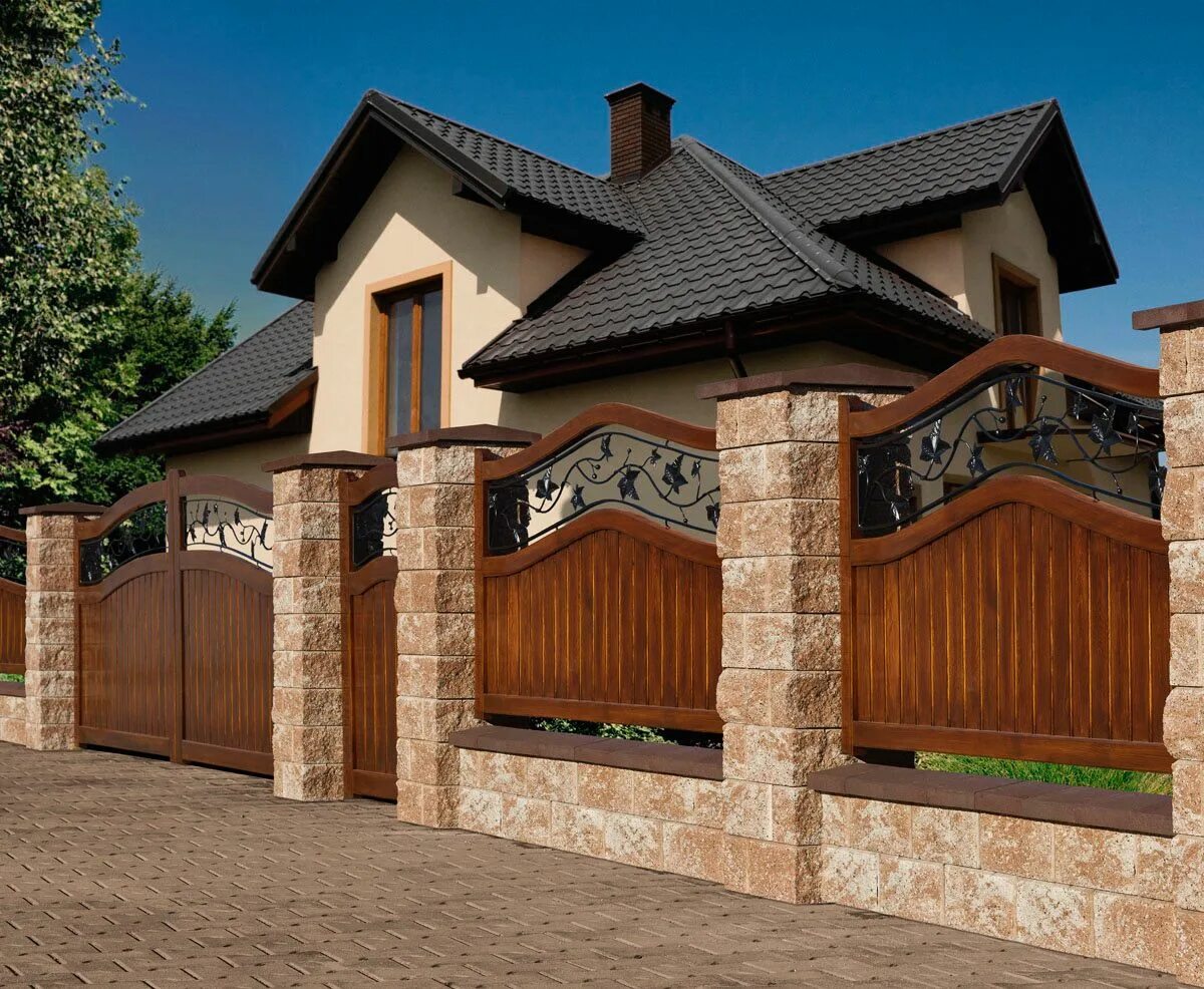 Примеры красивых заборов для частных домов Pin by Greta Rypin on House outdoor House gate design, House fence design, Gate 