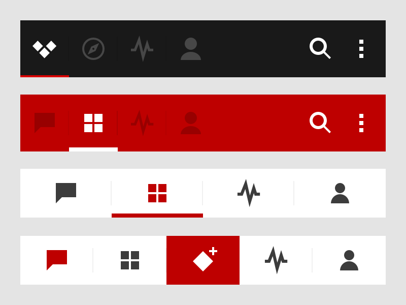 Примеры линий фото Action bar vs tab bar Tabs ui, Android tutorials, Ui design