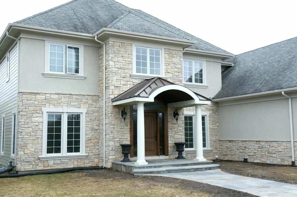 Примеры облицовки дома Image result for two story houses with stone veneer Exterior stone, Stone exteri