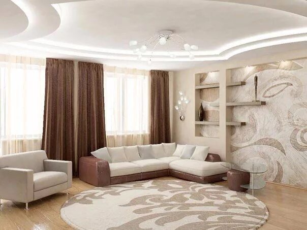 Примеры оформления зала в квартире Pin by Татьяна on дизайн интерьера Bedroom false ceiling design, False ceiling l