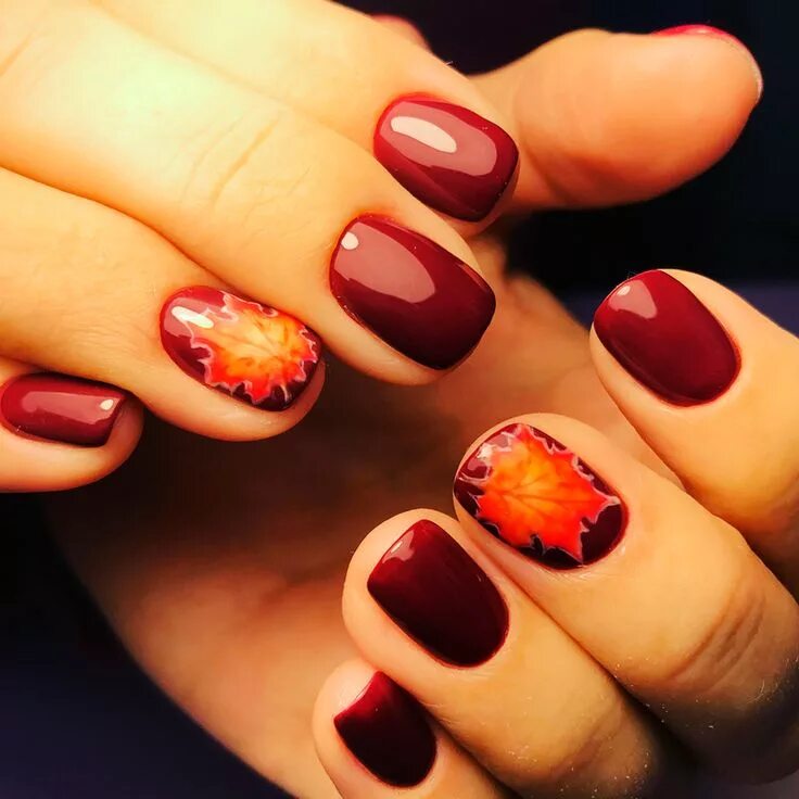 Примеры осеннего маникюра на короткие ногти Autumn manicure 2 Гвоздь, Осенний маникюр, Искусство маникюра