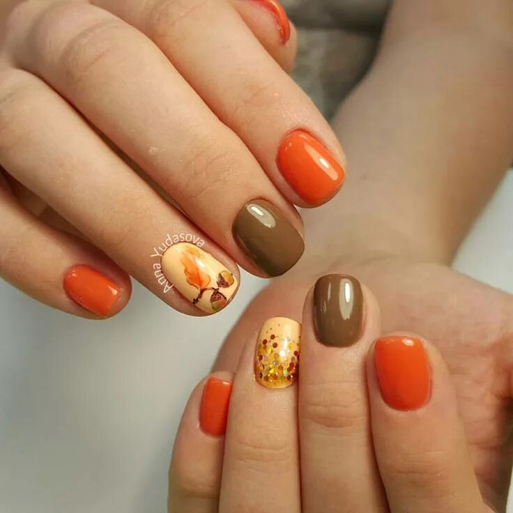 Примеры осеннего маникюра на короткие ногти Pin on uñas Nail art designs, Nail art, Cute nails