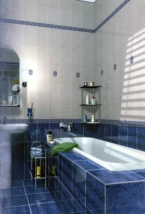 Примеры отделки ванны плиткой Blue bathroom tile, Bathroom interior design, Amazing bathrooms