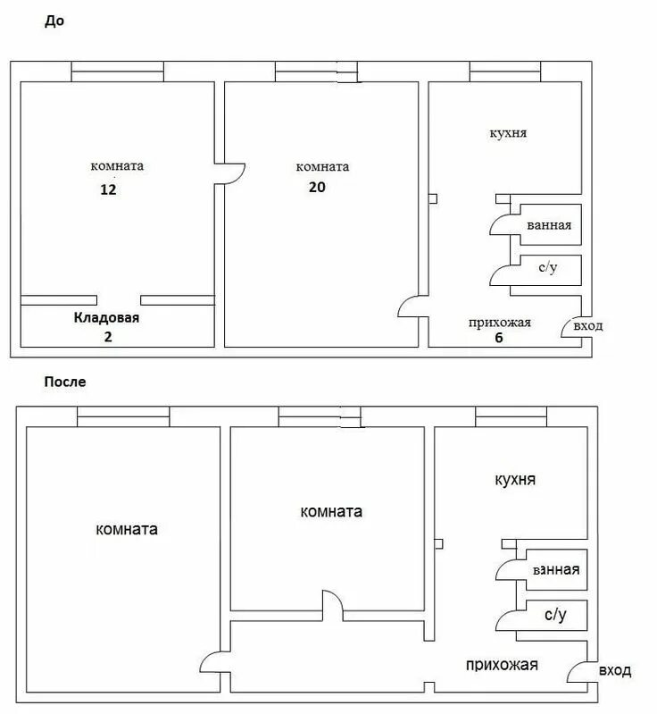 Примеры перепланировки двухкомнатной хрущевки в кирпичном доме Хрущевки 2 комнаты перепланировка: проекты для квартир типа трамвайчик и распашо