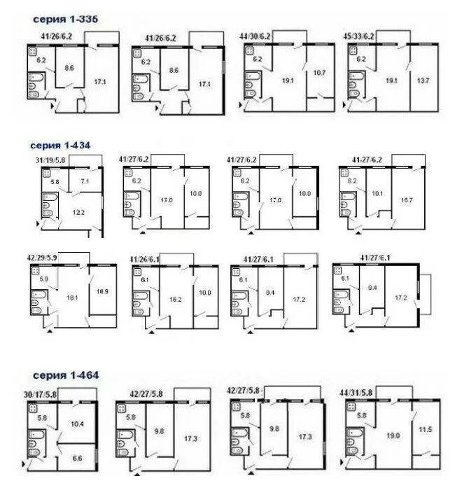 Примеры планировки хрущевки Планировка хрущевки: типовые серии, схемы 1,2,3,4-комнатных квартир