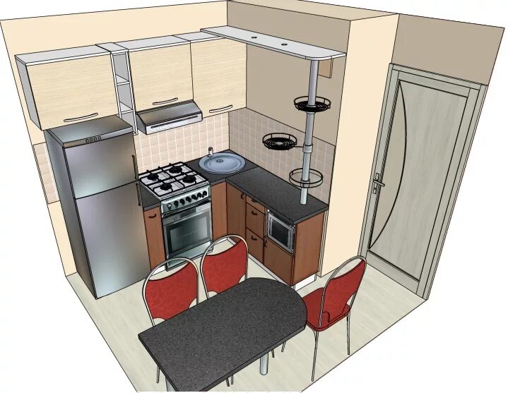 Примеры планировки кухни 5.5 Готовый план ремонта маленькой кухни под ключ