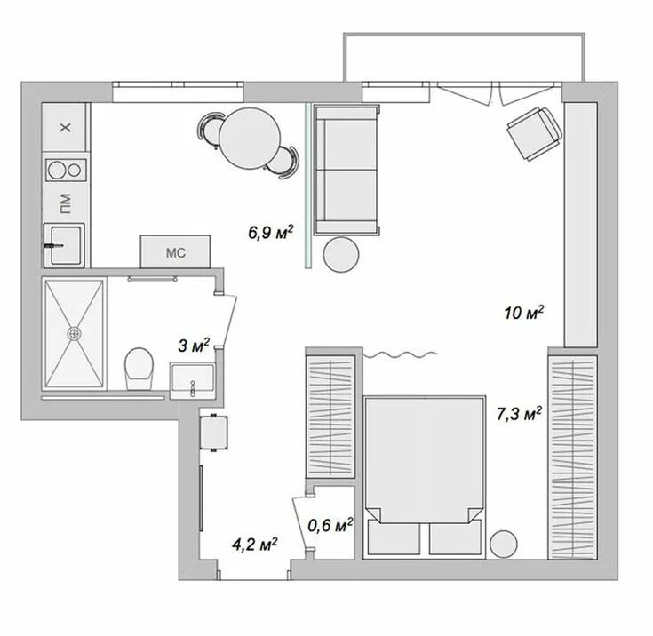 Примеры планировки однокомнатной квартиры Пин на доске Autocad Layout