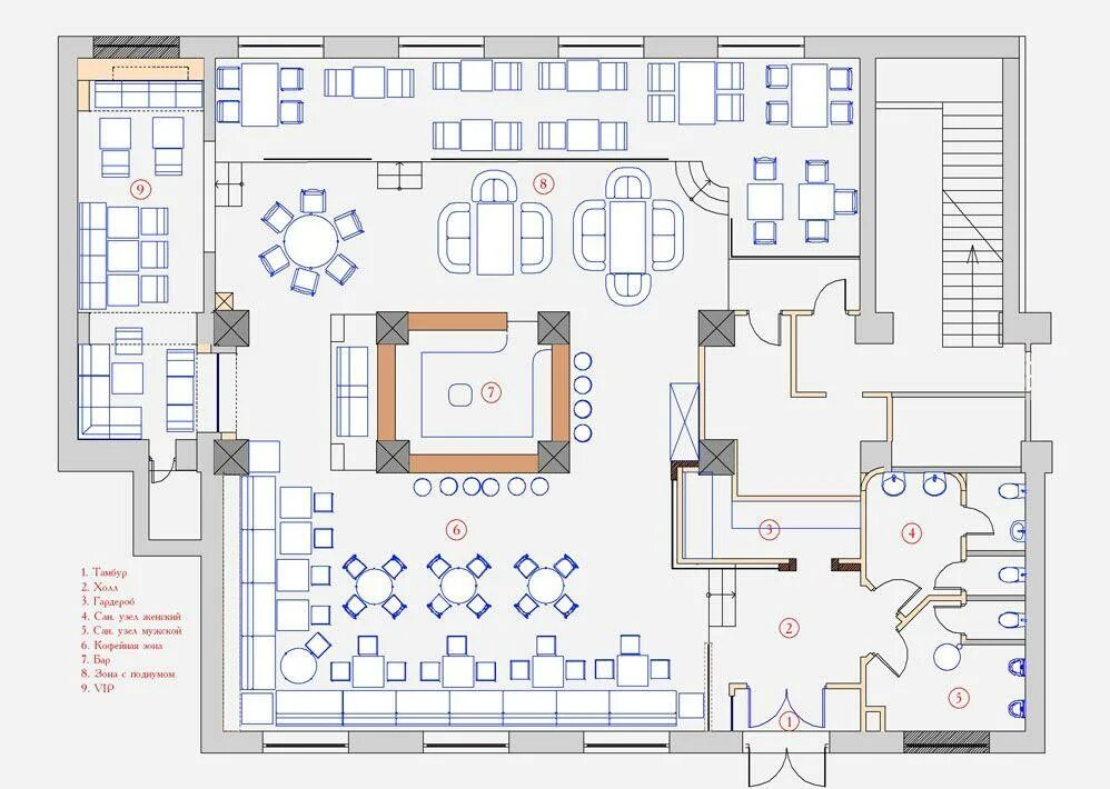 Примеры планировки помещений Перепланировка торговых помещений, кафе и ресторанов