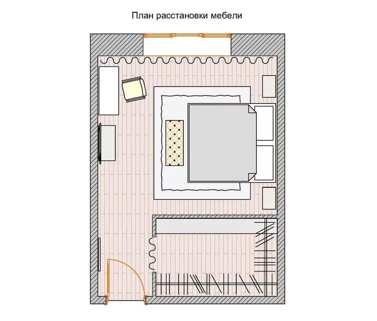 Примеры планировки спальни Как обустроить спальню с гардеробной комнатой: проект в Москве - INMYROOM Планир