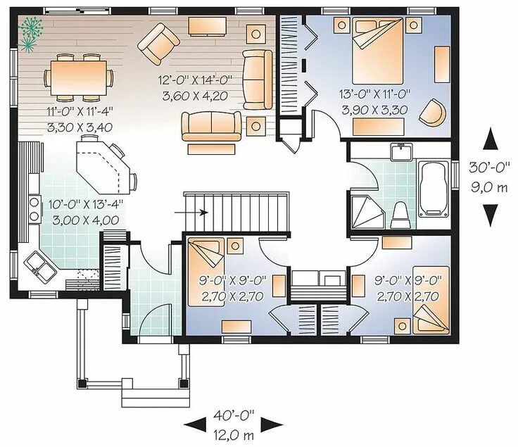 Примеры планировок частных домов Ranch Style House Plan 6100: Erindale - Plan 6100 House plans, Bungalow house de