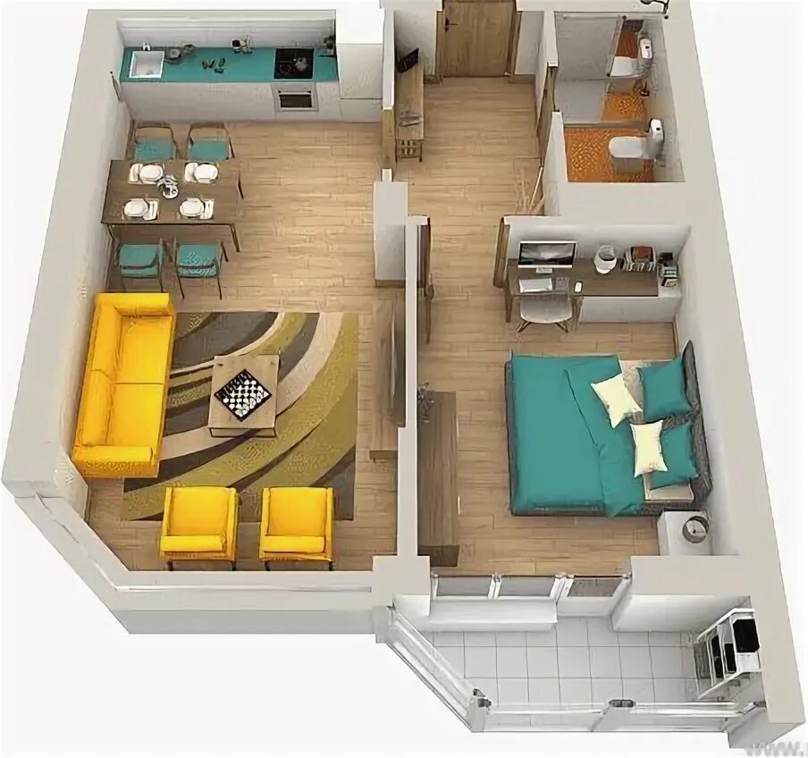 Примеры планировок евродвушек Pin by Guadalupe on Hogares Small house blueprints, Small apartment design, Litt