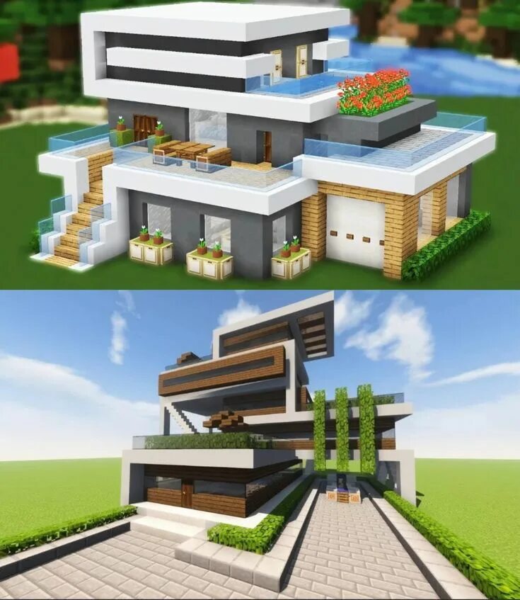 Примеры постройки дома в майнкрафт Modern House 3 Minecraft modern, Minecraft architecture, Minecraft mansion