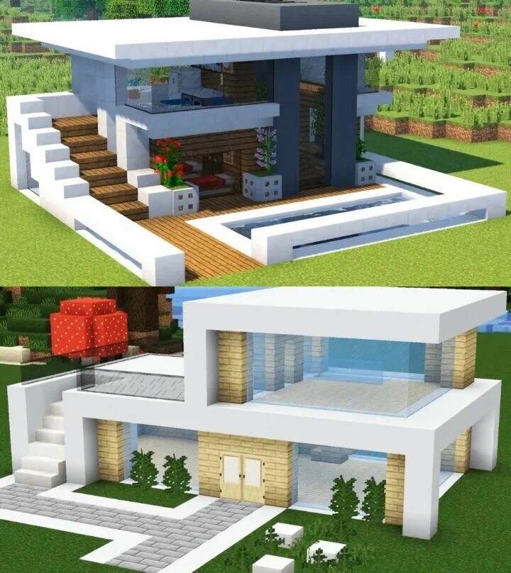 Примеры постройки дома в майнкрафт Modern House 2 - BOTCRAFT.NET Edifici minecraft, Casa di minecraft, Idee minecra