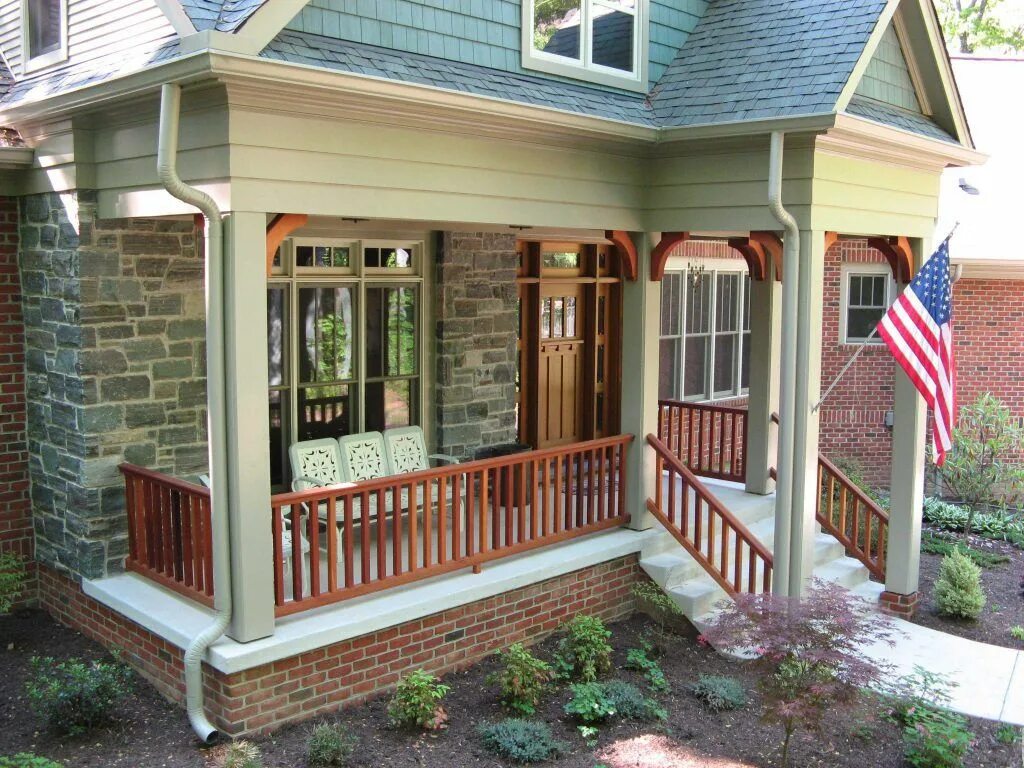 Примеры пристройки крыльца к дому Exterior:Unfinished Porch Railing Decorating Ideas Also Porch Railing Details In