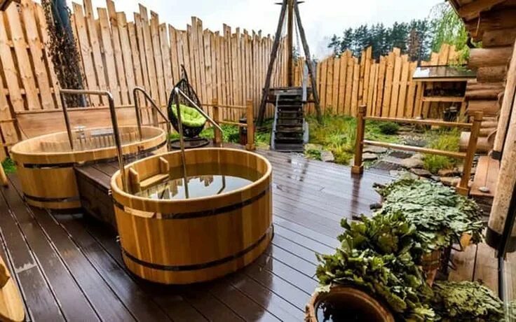 Примеры работ бань Японские бани фурако и купели Hot tub outdoor, Spa bathroom decor, Spa decor