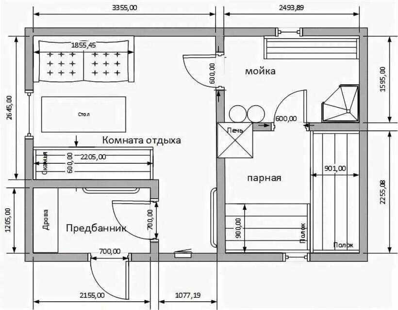 Примеры размеров бань Сауна проекты с размерами фото - DelaDom.ru