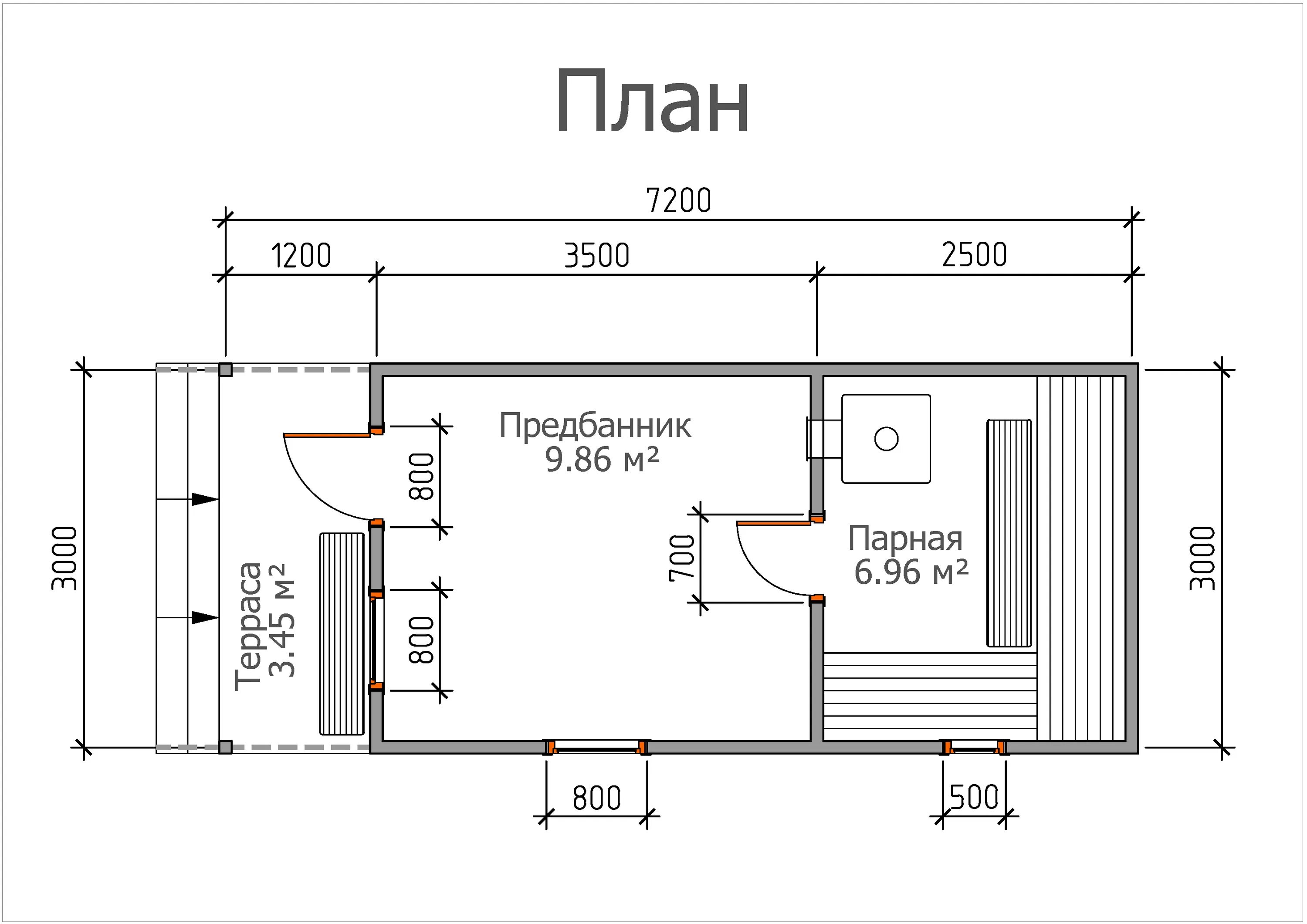 Примеры размеров бань Мобильная баня "3х6 с крыльцом" Лесстройпроект