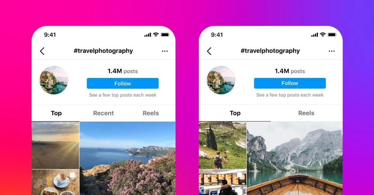 Примеры россии фото Instagram shuffles hashtag content in a new test that removes its 'recent' tab -