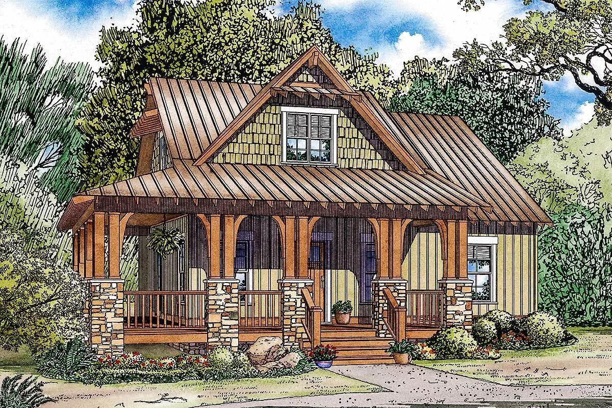 Примеры сельских домов Plan 60552ND: Rustic Escape with Porch Options Country style house plans, Rustic