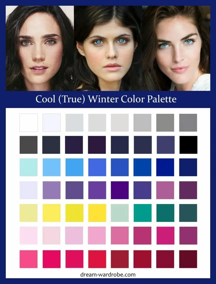 Примеры цветотипа зима фото Cool (TrueWinter Color Palette and Wardrobe Guide Winter color palette, Cool win