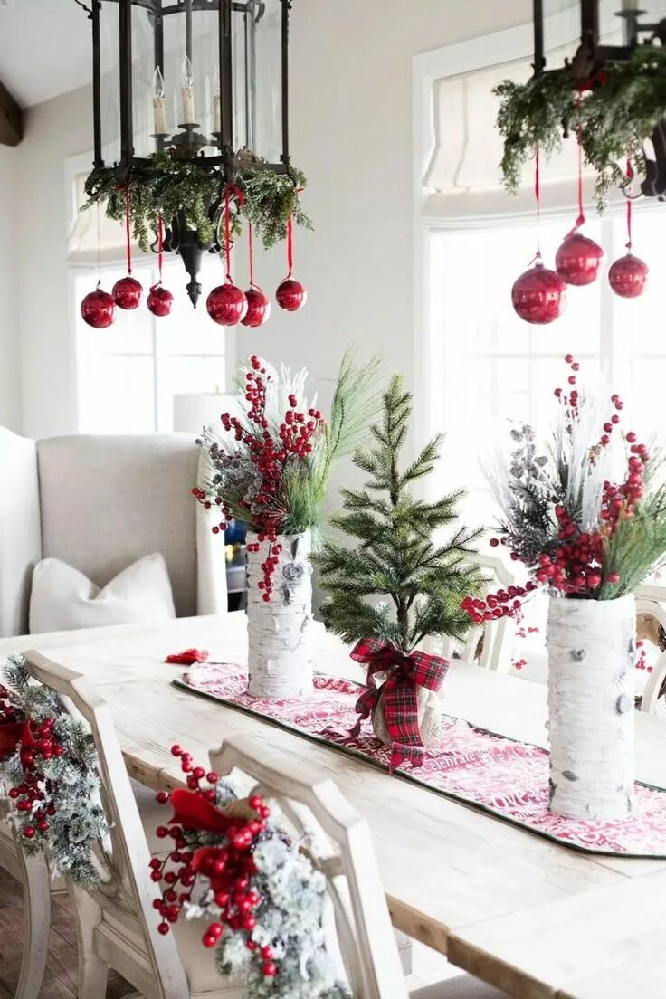 Примеры украшения дома Новогодний Декор 2019 - Идеи Своими Руками (75 Фото) Red christmas decor, Christ