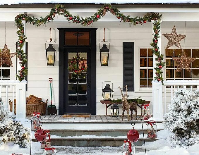 Примеры украшения дома Travel Christmas Collection Pottery Barn Christmas porch decor, Pottery barn chr