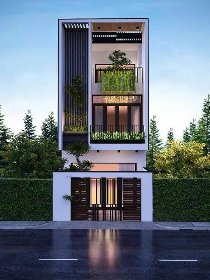 Примеры узких домов Pin by Will Morales on Casa Facade house, Narrow house designs, Small house desi