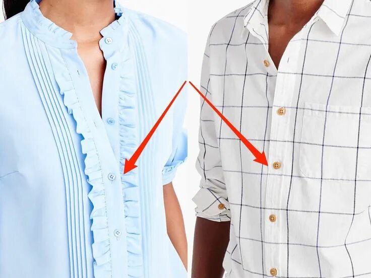 Примитивный сочетание примерять рубашку Here's why men's and women's shirts button up on different sides Shirt outfit wo