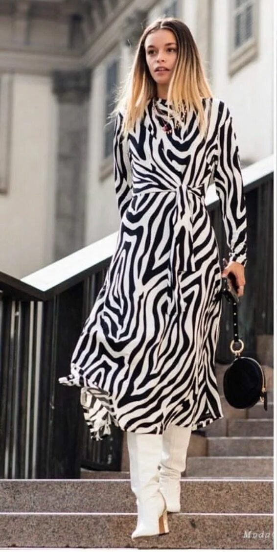 Принт зебра сочетание в одежде Pin on Животный принт Zebra dress, Street style women, Fashion