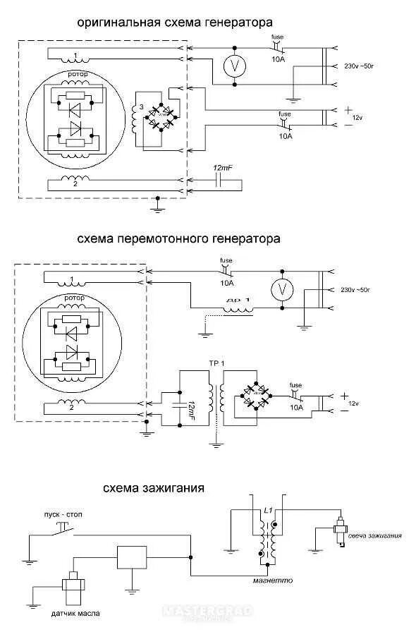 Принцип работы бензогенератора 220в схема Электросхема бензогенератора - CormanStroy.ru