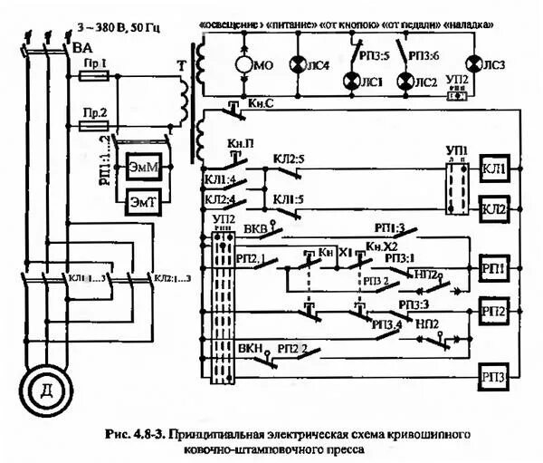 Принцип работы электрической принципиальной схемы Ответы Mail.ru: пояснить работу электрической схемы кривошипного ковочно штампов