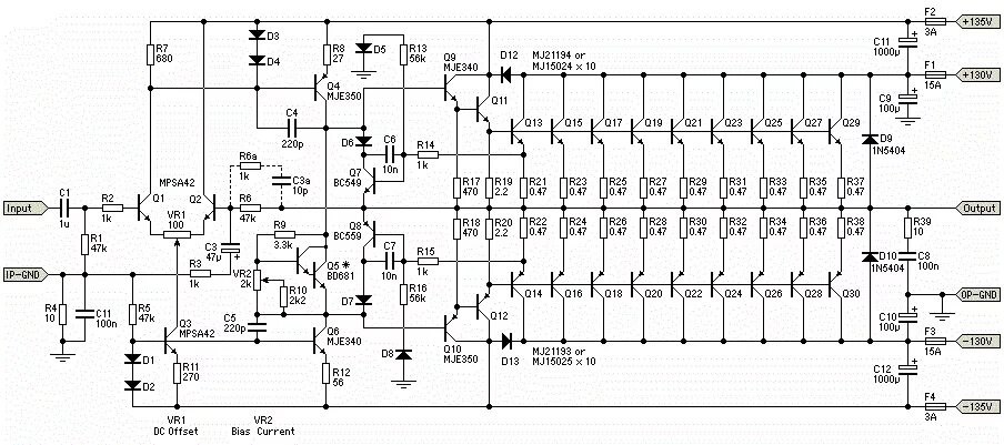 Принципа схема усилителей High Power Amplifier 1500W With Transistor Audio amplifier, Circuit diagram, Sub