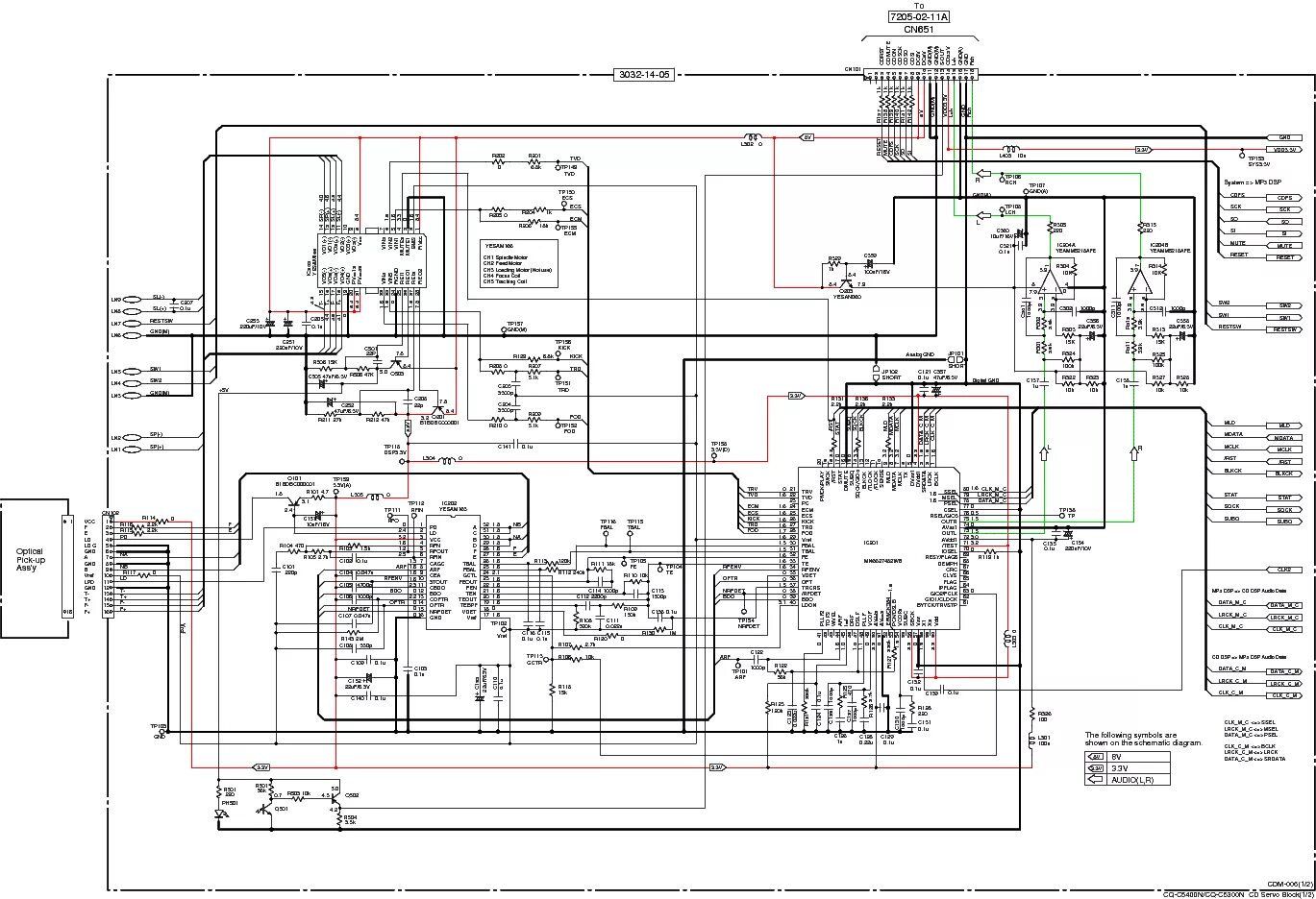 Принципиальная электрическая схема автомагнитолы PANASONIC CQ-C5300N SCH Service Manual download, schematics, eeprom, repair info