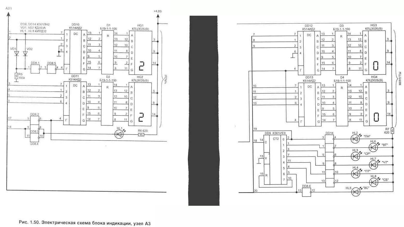Принципиальная электрическая схема блока индикаторов фг8084 Рис. 1.50 Электрическая принципиальная схема блока индикации, узел А3 Техническа