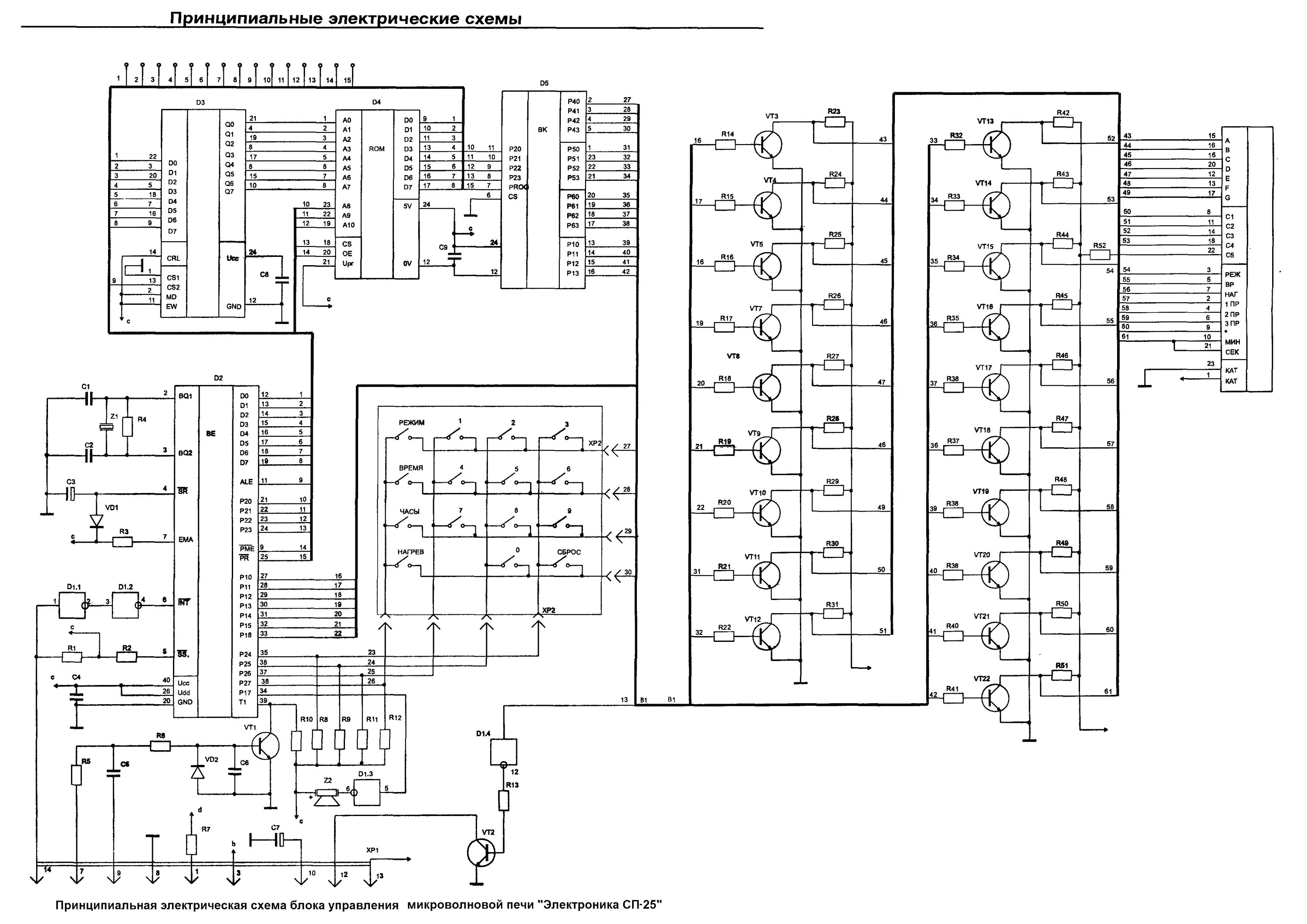Принципиальная электрическая схема блока индикаторов фг8084 Микроволновая печь "Электроника СП-25"